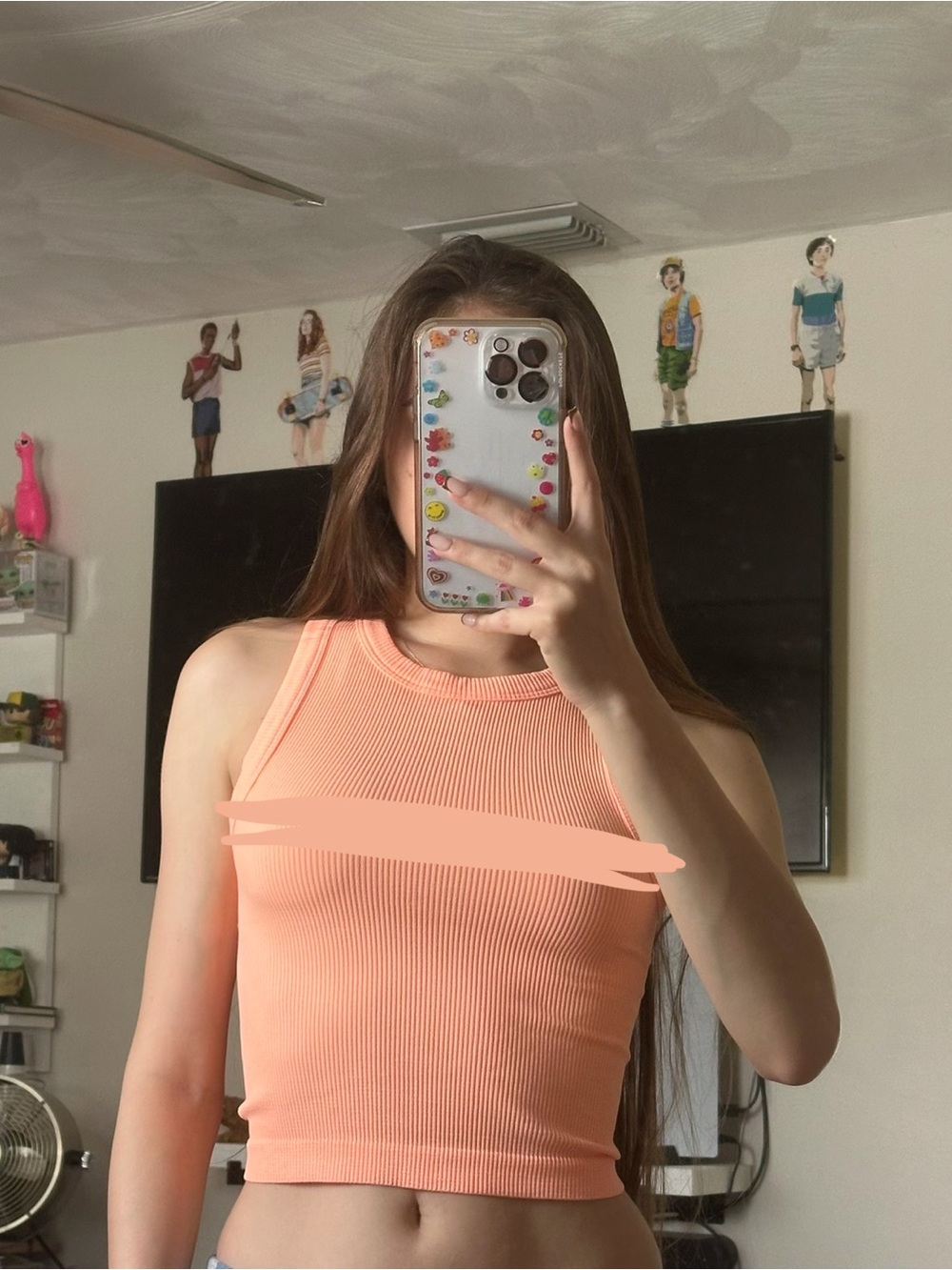 SO Ribbed Tank Top in Peachy Coral